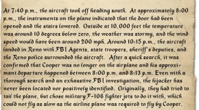 November 24: A Man Calling Himself Dan Cooper Hijacks a Plane, Collects His Ransom, then Parachutes from it and is Never Heard from Again