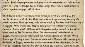 November 26th: The Second Triumvirate with Caesar Augustus, Marcus Lepidus, and Mark Antony is Formed, Marking the End of Rome as a Republic