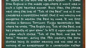 Where the Phrase “Speak Of The Devil” Came From