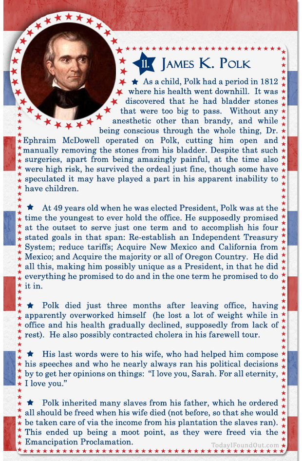 100+ Facts About US Presidents 11- James K Polk
