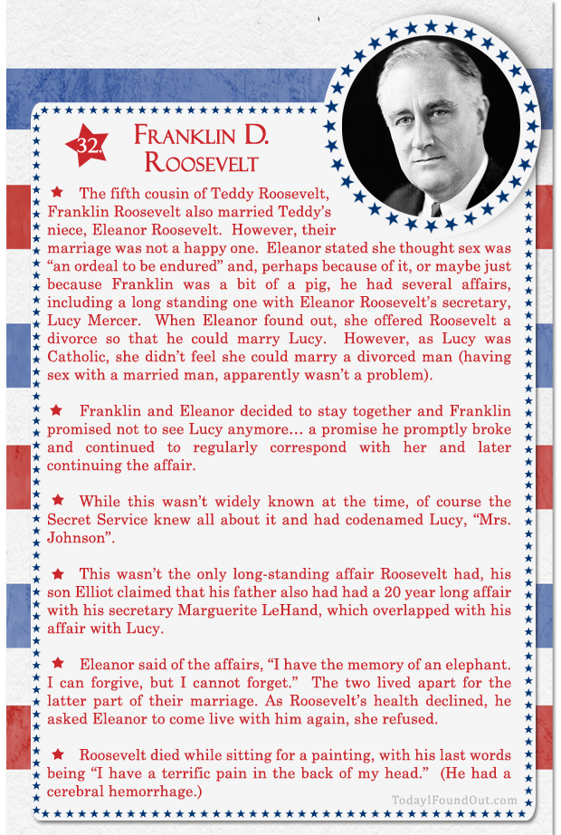 100+ Facts About US Presidents 32- Franklin D Roosevelt