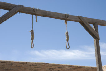 Double Nooses in Gallows in a Courtyard - path included